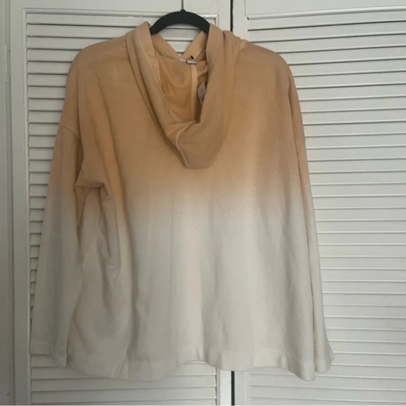 J Jill Pure Jill Hoodie sweatshirt Peach White Pullover dipdyed Cotton 1X new - Picture 2 of 8